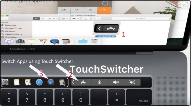 Как переключаться между приложениями на MacBook Pro с помощью сенсорной панели