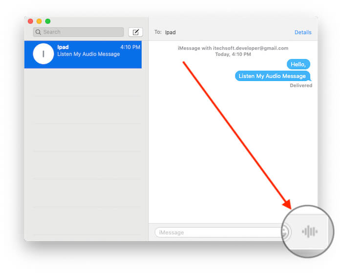 Как отправить звуковое сообщение в iMessage на Mac: macOS Big Sur, более ранняя версия