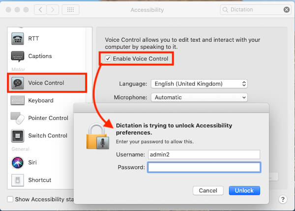 Включение диктовки и расширенной диктовки на Mac: macOS Big Sur / Catalina