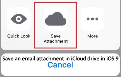 Сохранение вложения электронной почты в почтовом приложении в iCloud Drive прямо на iPhone