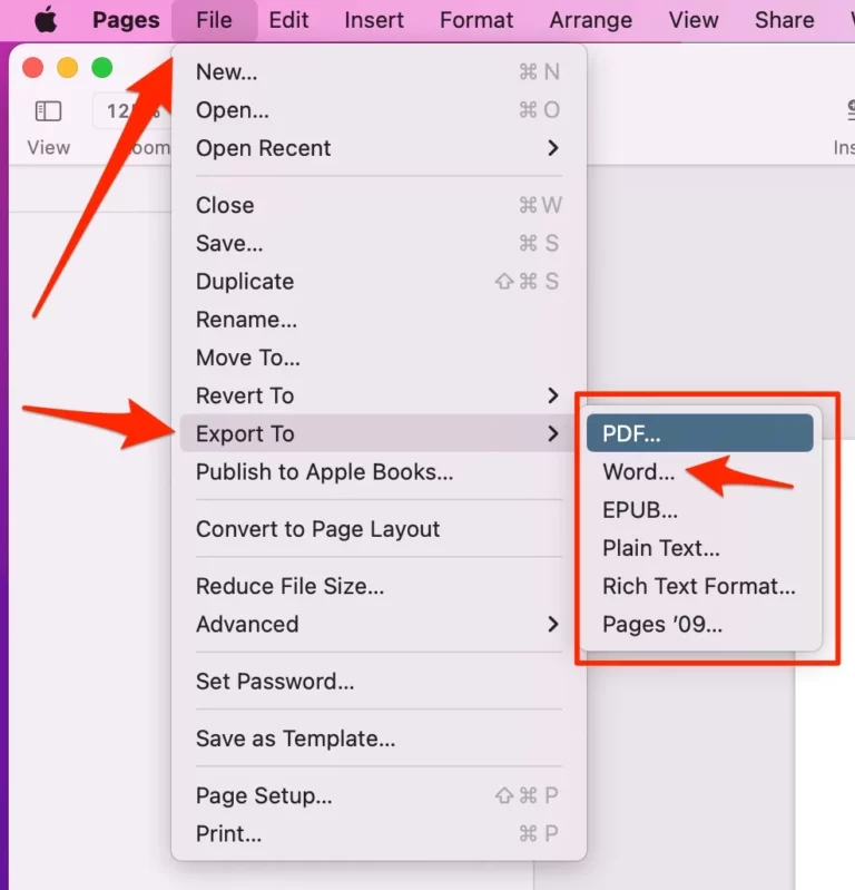 Как конвертировать документ Pages в документ Microsoft Word на Mac, iPhone, iPad